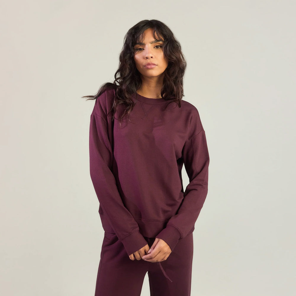 Luxe Lounge Sweatshirt - Dark Cherry