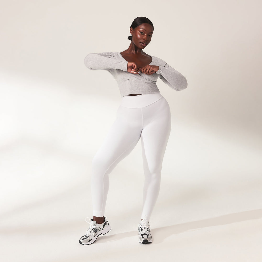 Lightweight Everyday High Waisted Leggings - White