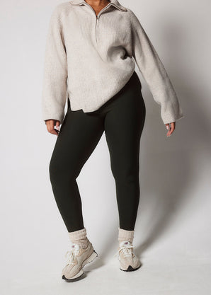 Curve Winter Everyday High Waisted Leggings - Deep Olive