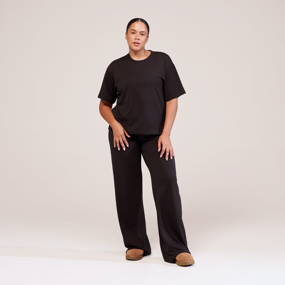 Curve Soft Touch Wide Leg Lounge Set - Black Coffee