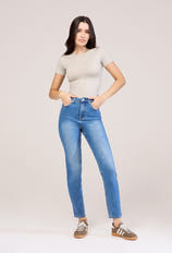 Slim Fit Mom Jeans - Mid Blue