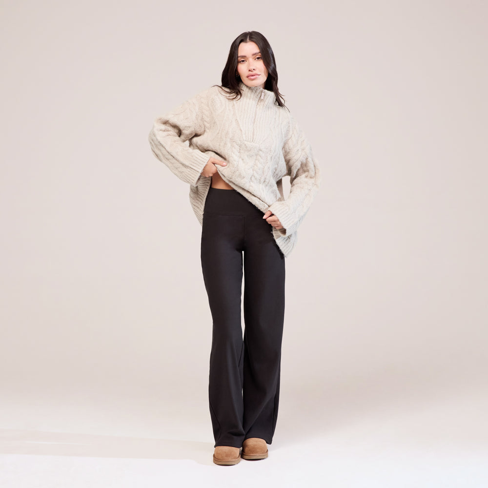 Winter Wide Leg Trousers - Black Coffee