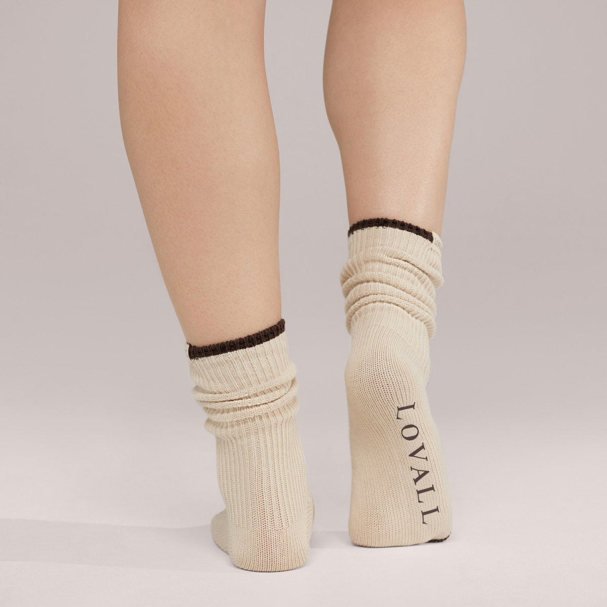 Knitted Rib Socks 2 Pack - Black Coffee/Beige