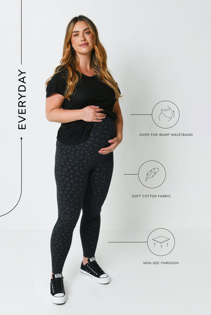 Maternity Everyday Leggings - Black Animal Print