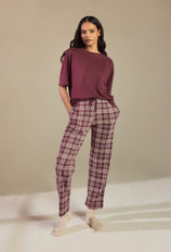 Pure Cotton Pyjama Set - Burgundy Check