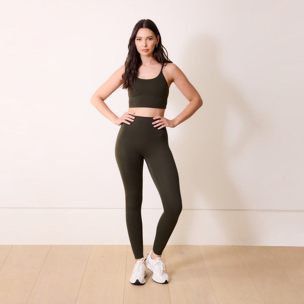 24/7 Revitalise 7/8 High Waisted Leggings - Deep Olive