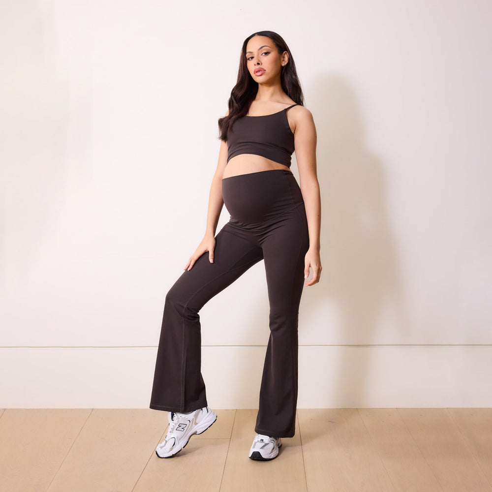 Maternity 24/7 Revitalise Flare Leggings - Black Coffee