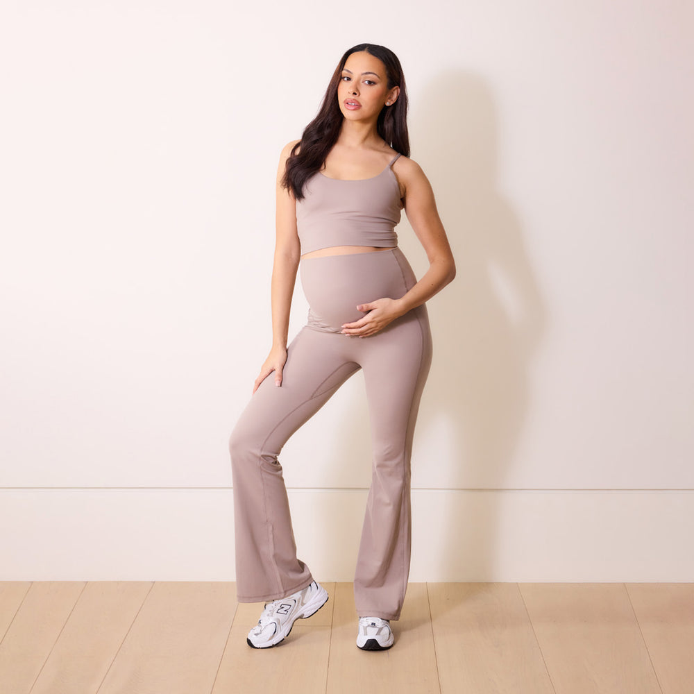 Maternity 24/7 Revitalise Flare Leggings - Clay