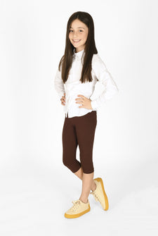 Everyday Cropped Childrens Leggings - Chocolate Brown