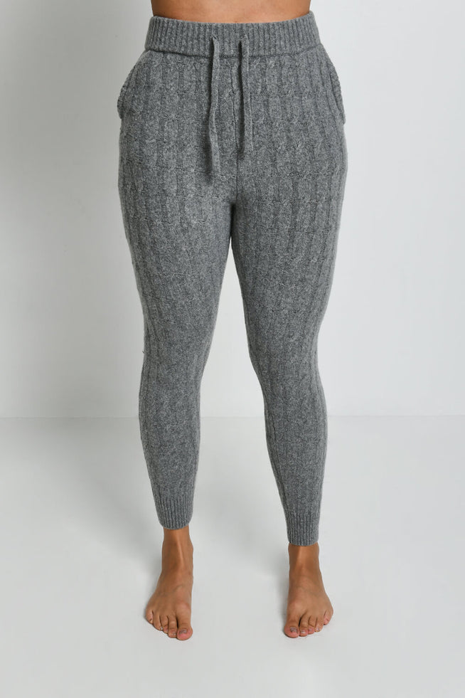 Cable Knit Joggers - Grey