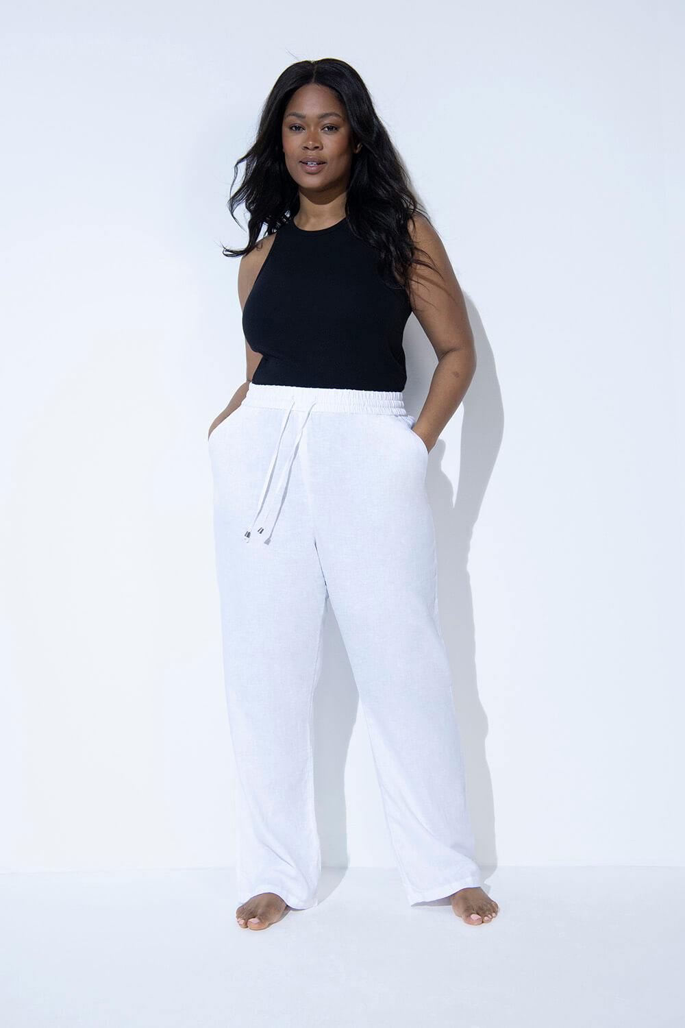 Curve Linen Trousers White - Main Image