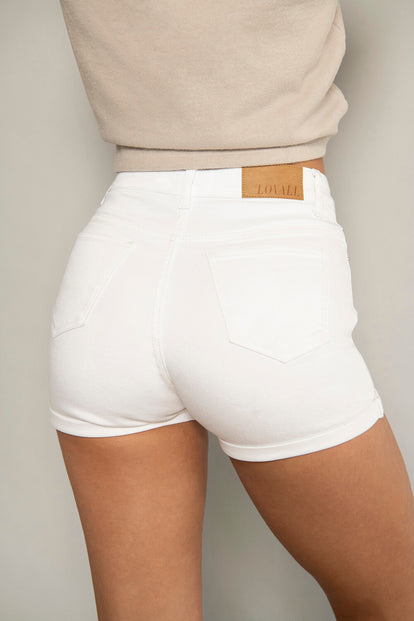 Curve Denim Shorts - White