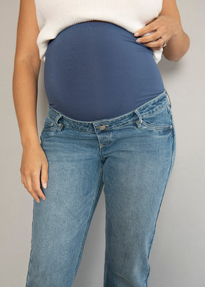 Maternity Straight Jeans - Mid Blue