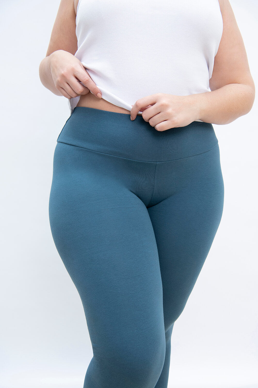 Plus Size Petrol Blue Classic High Waisted Leggings LOVALL