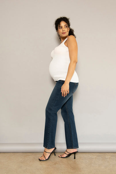 Maternity Straight Jeans--Dark Blue