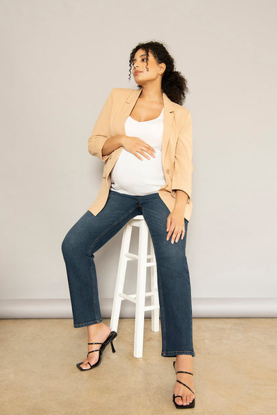 Buy Maternity Straight-Leg Jeans - Blue