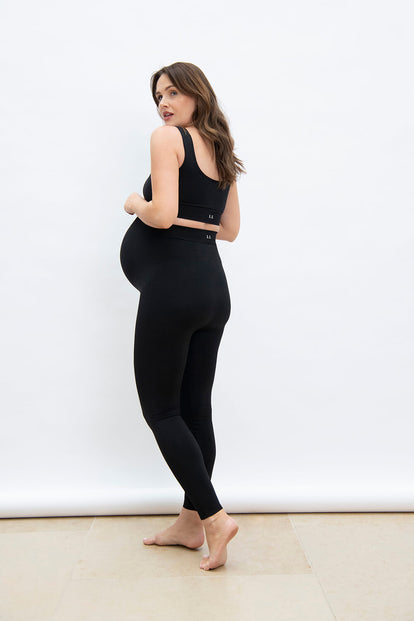 Plus Size Black Over The Bump Luxe Maternity Legging