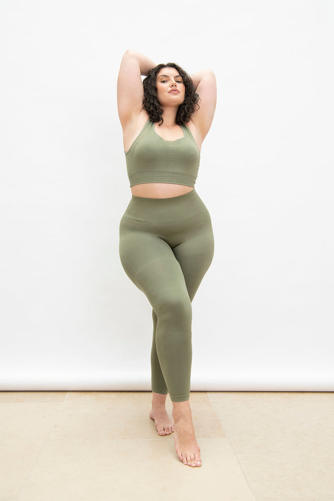 Curve Ultimate High Waisted Seamless Leggings--Sage Green