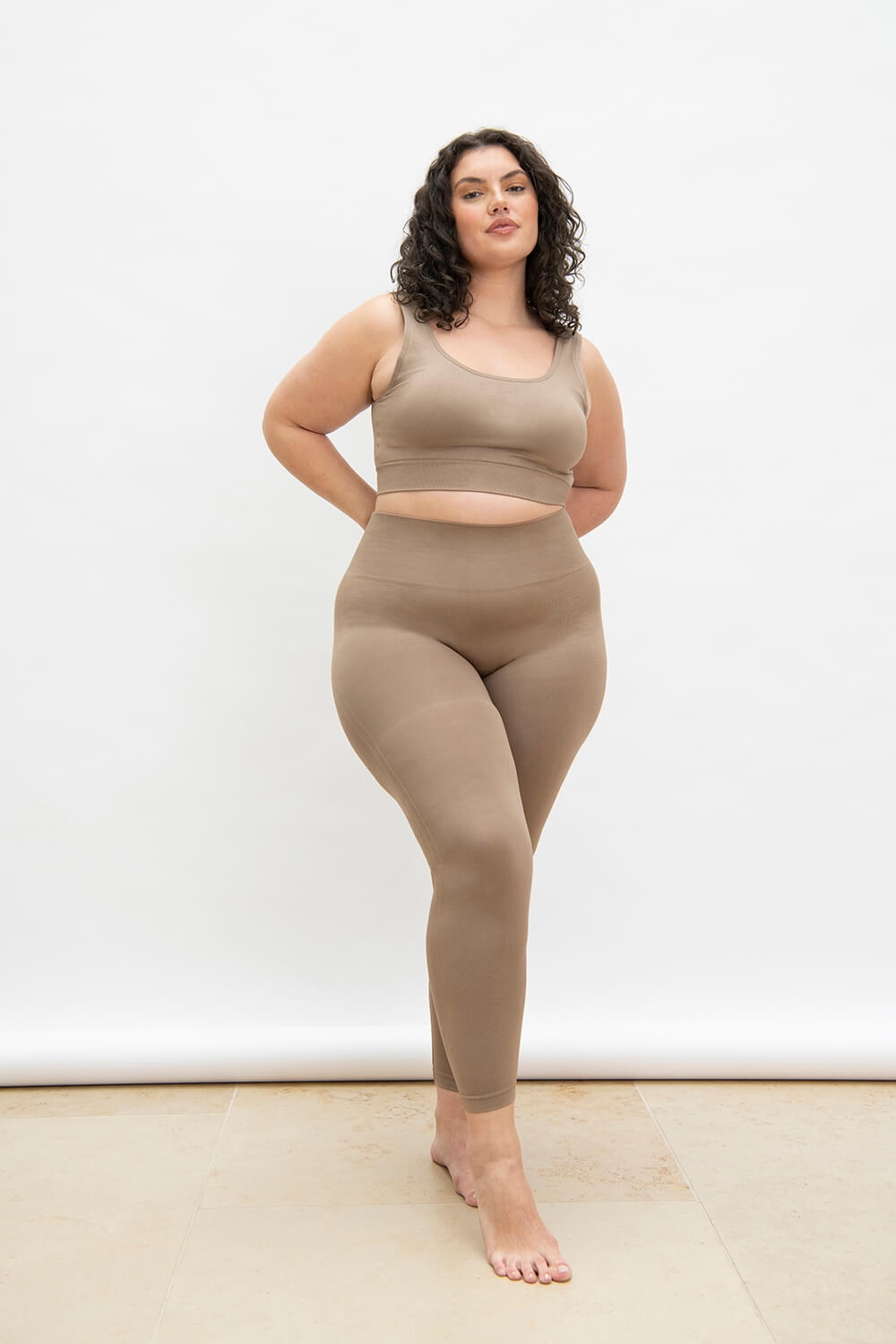 Curve Ultimate High Waisted Seamless Leggings - Oatmeal Beige
