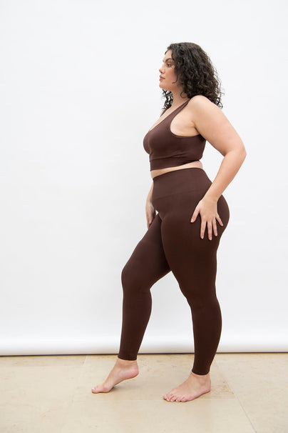 Curve Ultimate High Waisted Seamless Leggings--Chocolate Brown