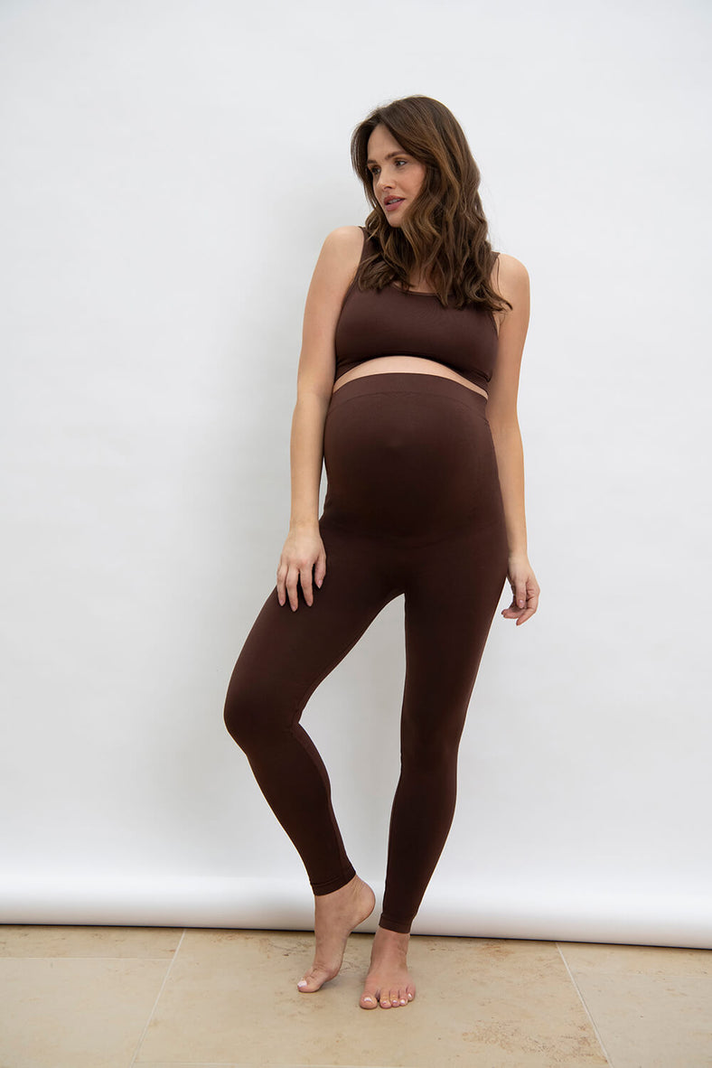 Ultimate Seamless Maternity Leggings--Chocolate Brown
