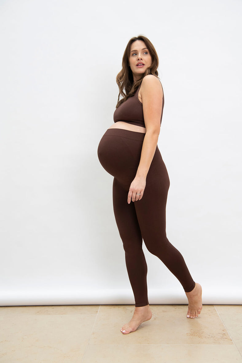 Ultimate Seamless Maternity Leggings--Chocolate Brown