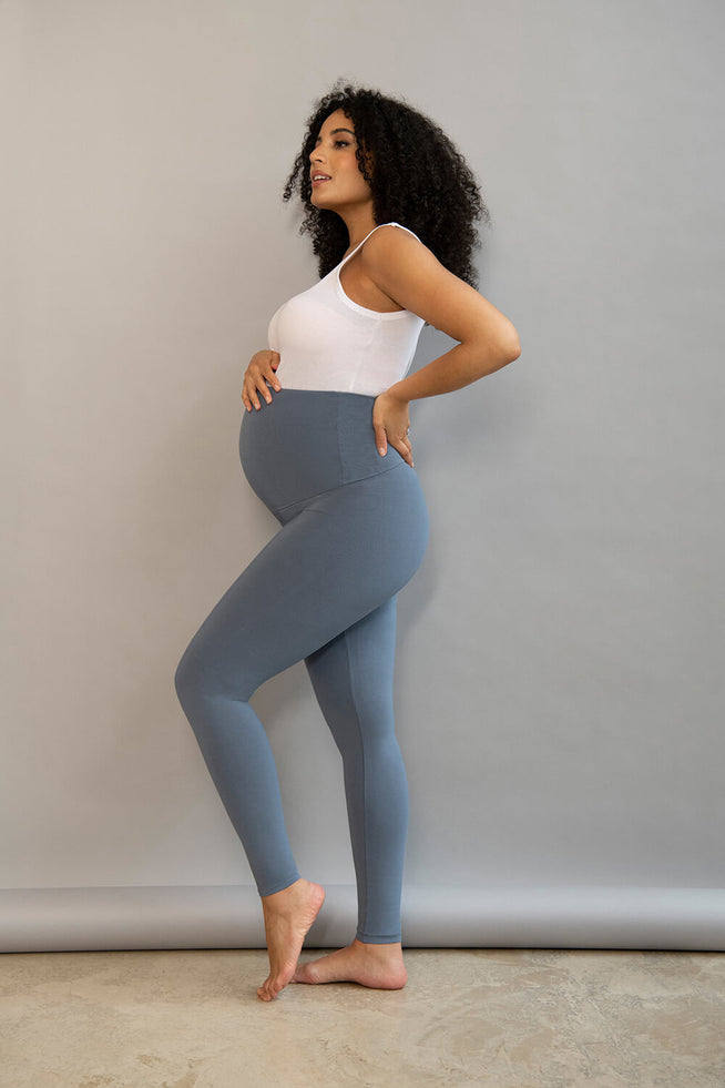 Maternity Lightweight Everyday Leggings--Steel Blue