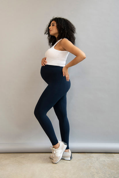Navy Blue Classic Full Length Maternity Leggings