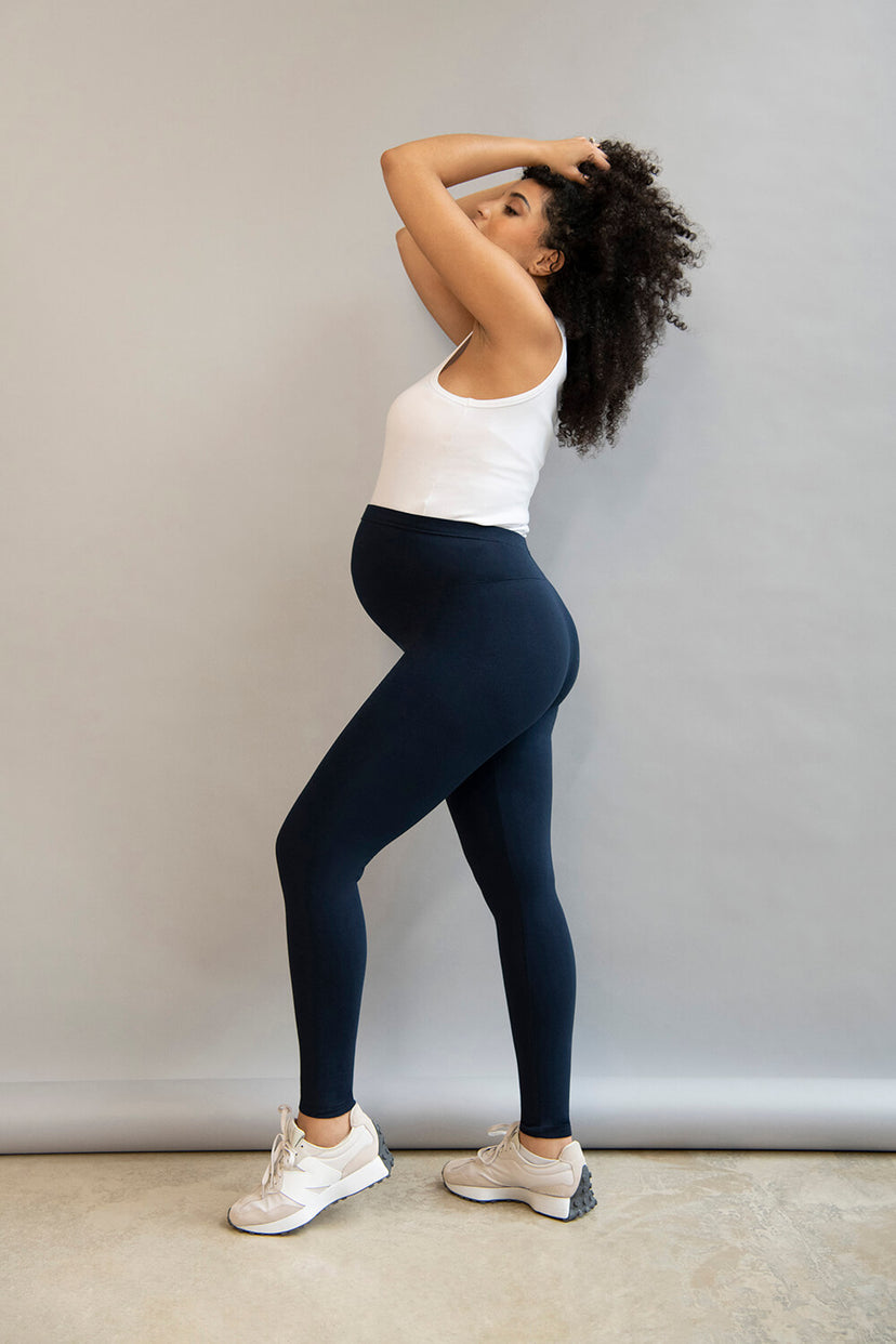 Navy Blue Classic Full Length Maternity Leggings - LOVALL