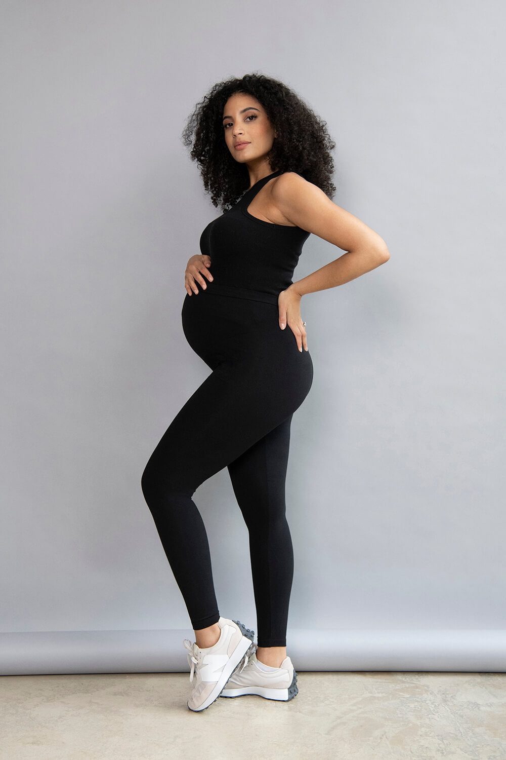 Maternity Clothes Maternity Leggings Leather Look Black Classic