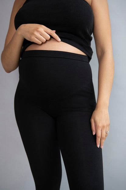 7/8 Length Pregnancy Tights - Black, Maternity