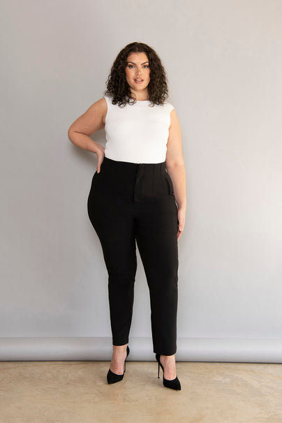 Curve Ladbaby Mum Black Sequin Cigarette Trousers  In The Style