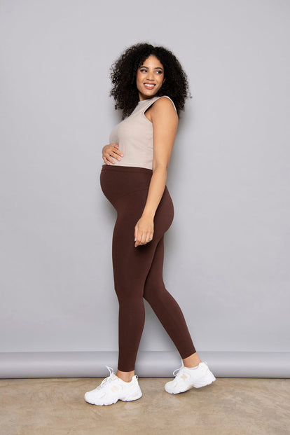 Chocolate Brown Classic Full Length Maternity Leggings