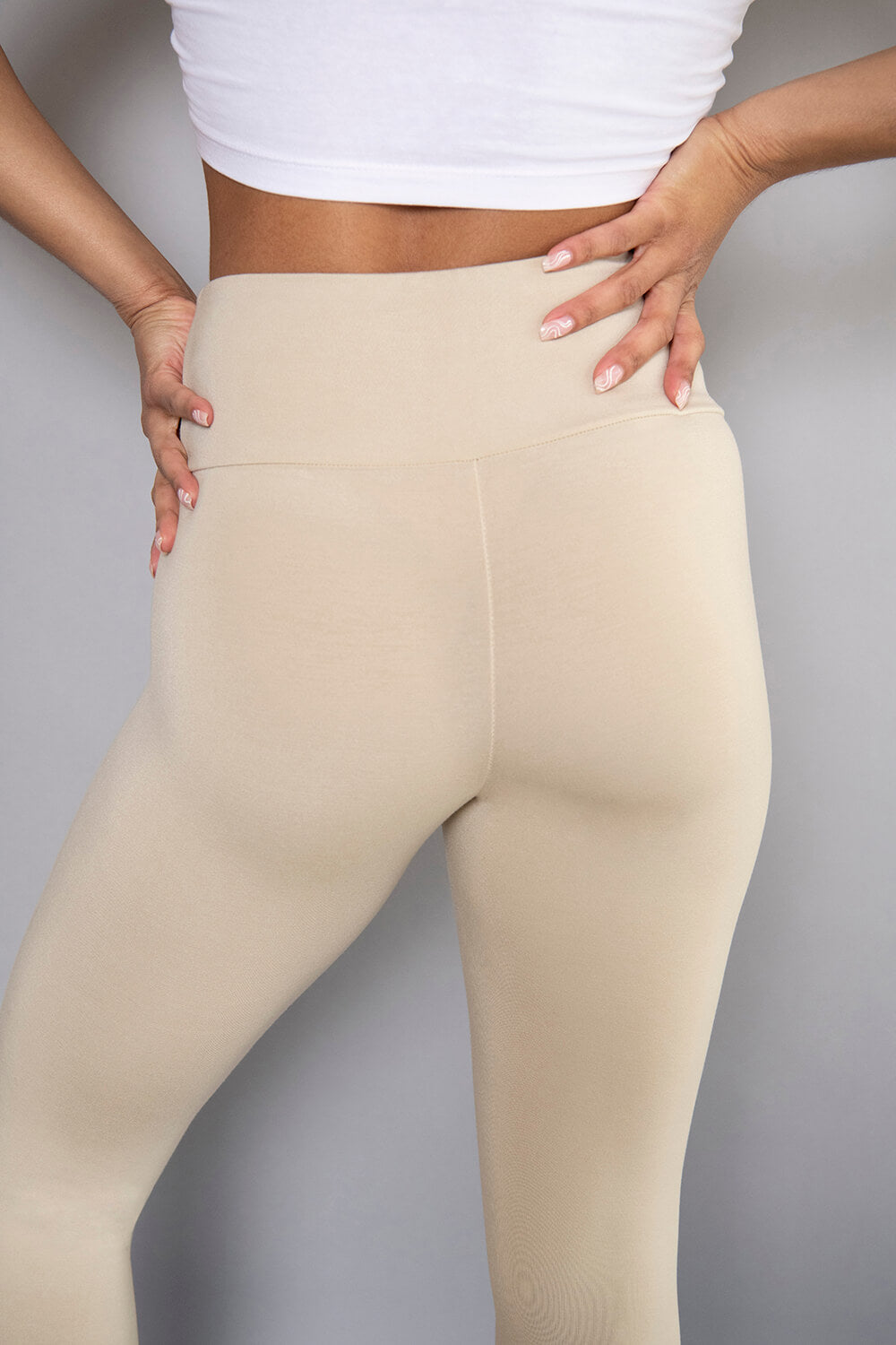 Cotton-blend leggings - Dark beige - Ladies | H&M IN