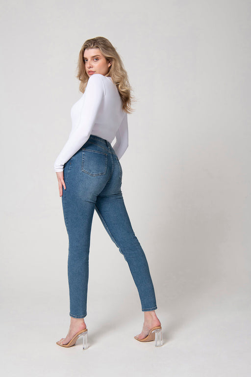 Slim Fit Mom Jeans--Mid Blue