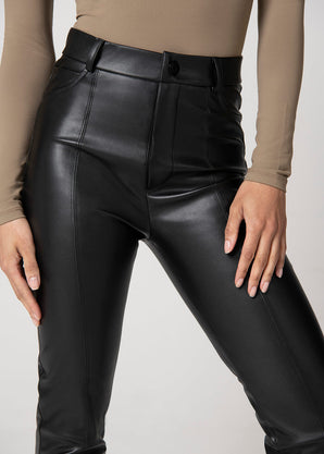 Leather Look Trousers - Black