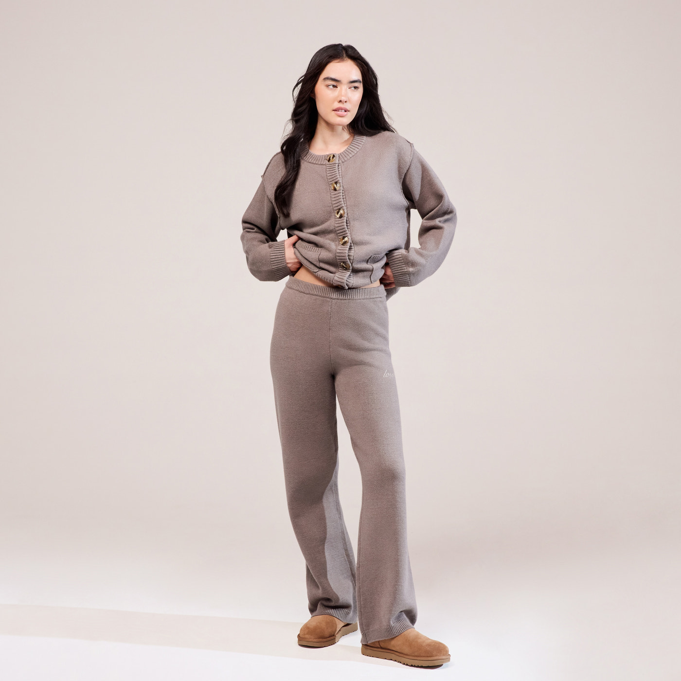 Soft Knit Wide Leg Trousers - Mocha