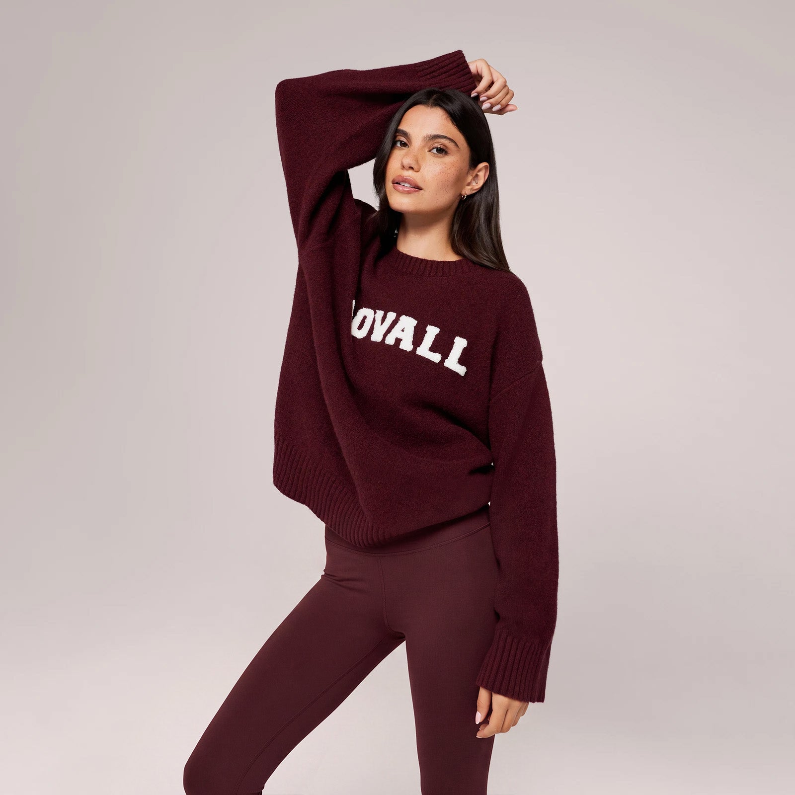 Varsity Knit Oversized Jumper - Burgundy