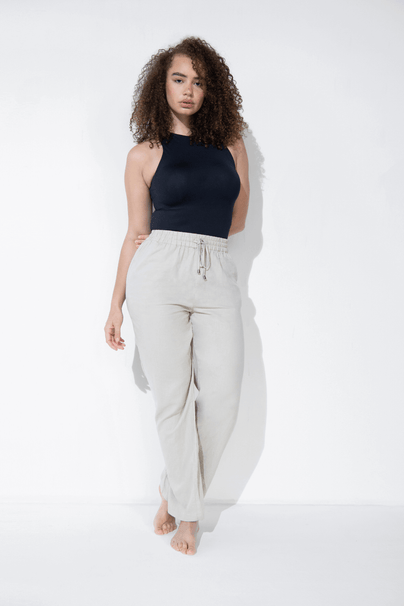 Ankle-length linen trousers - Light beige - Ladies | H&M IN