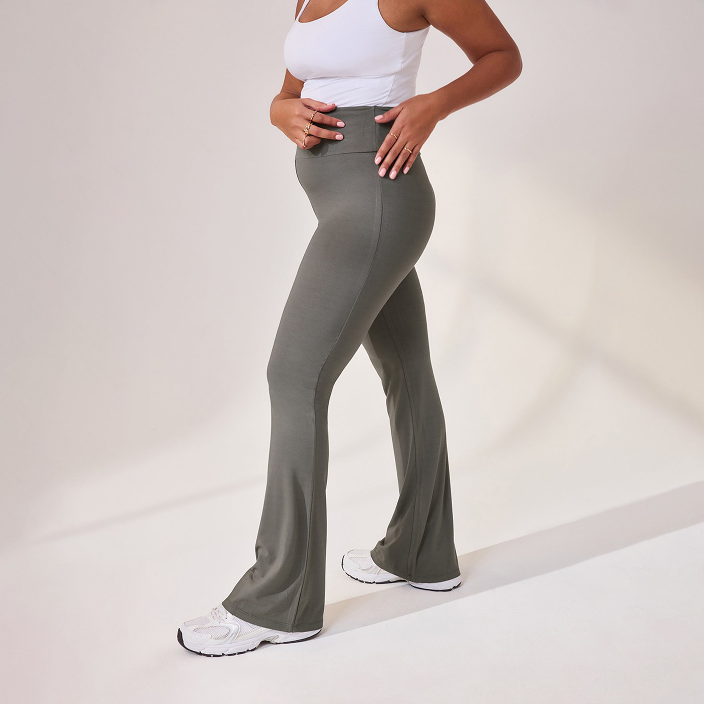 Curve Lightweight Flare Leggings - Slate Green