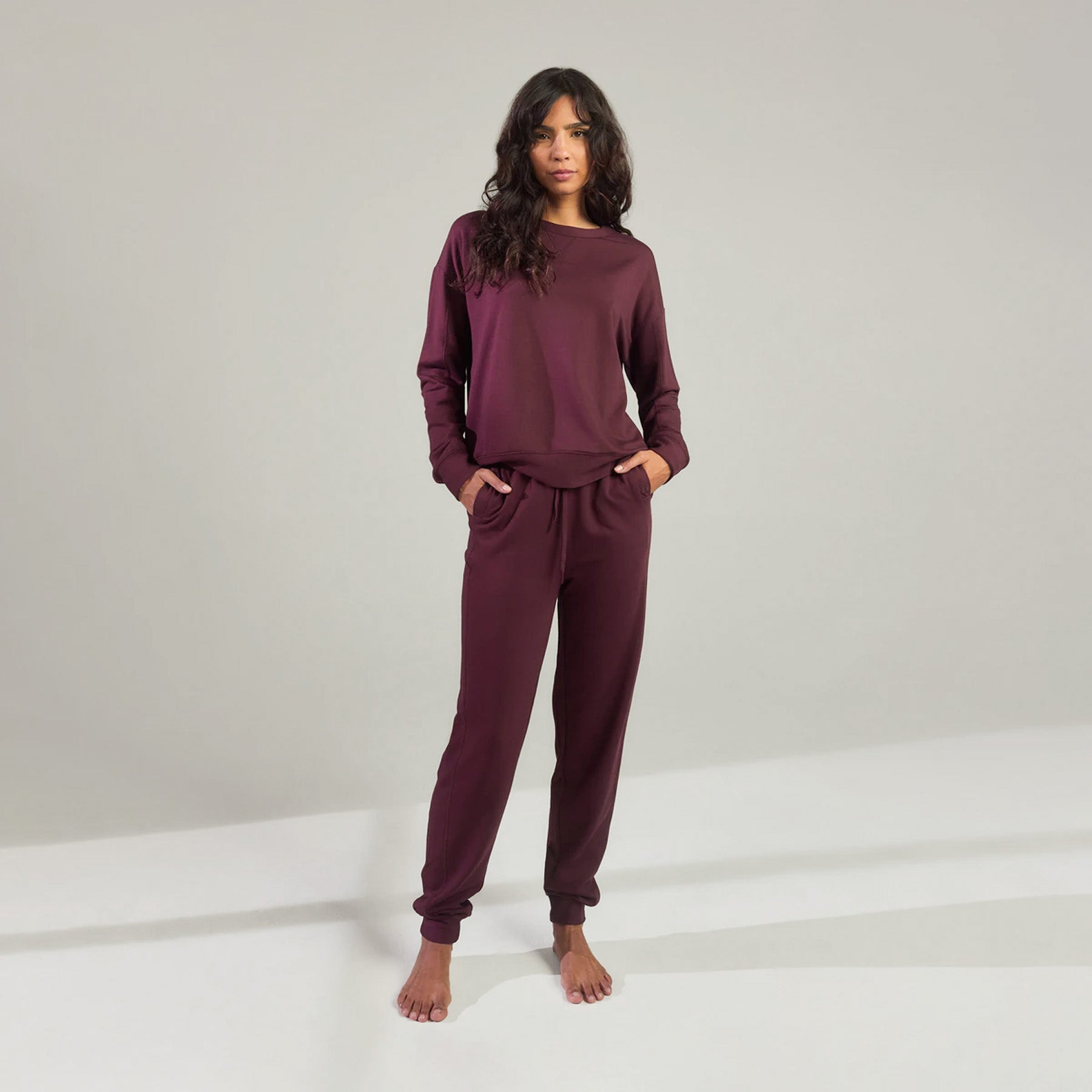 Curve Luxe Lounge Jogger - Dark Cherry