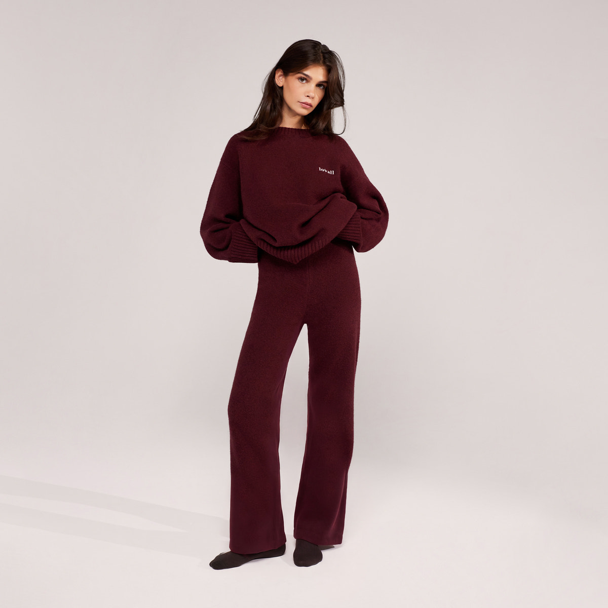 Lovall Knit Oversized Jumper - Burgundy
