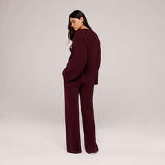 Varsity Knit Oversized Jumper - Burgundy