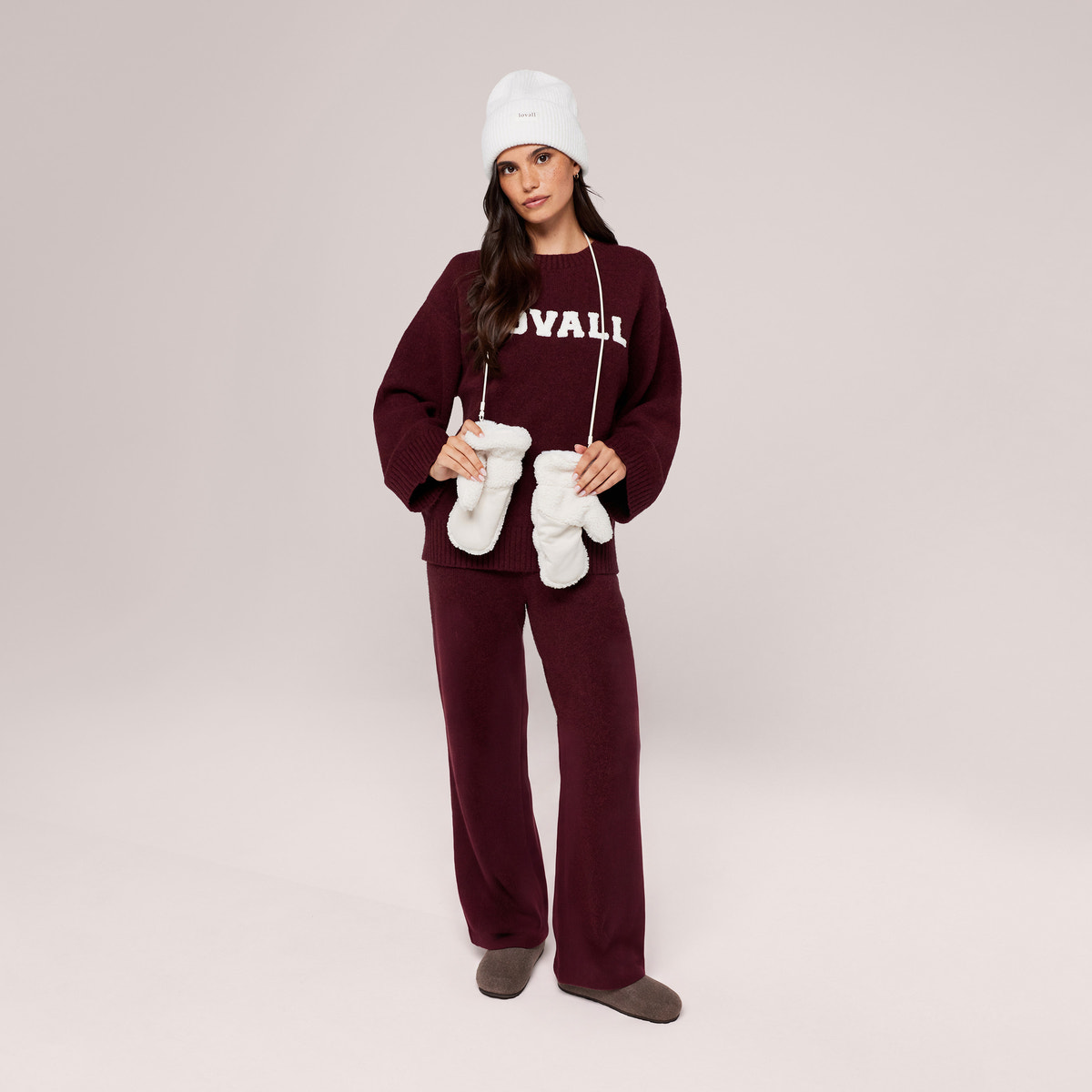 Varsity Knit Oversized Jumper - Burgundy