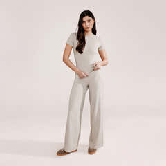 Ultimate Everyday Wide leg Trouser - Oatmeal Beige