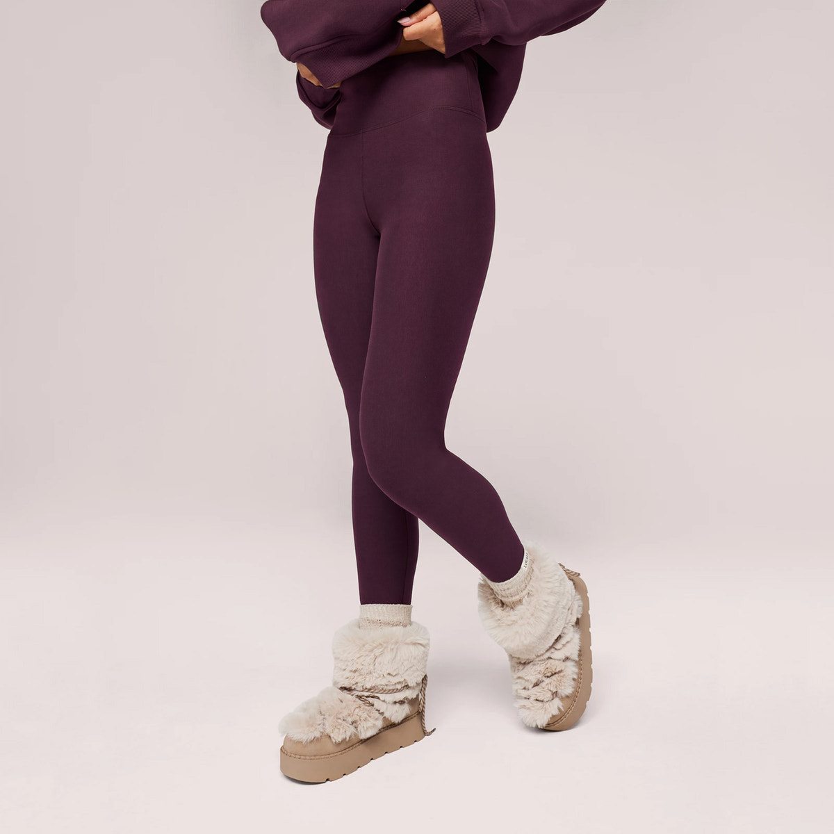 Winter Everyday High Waisted Leggings - Wine