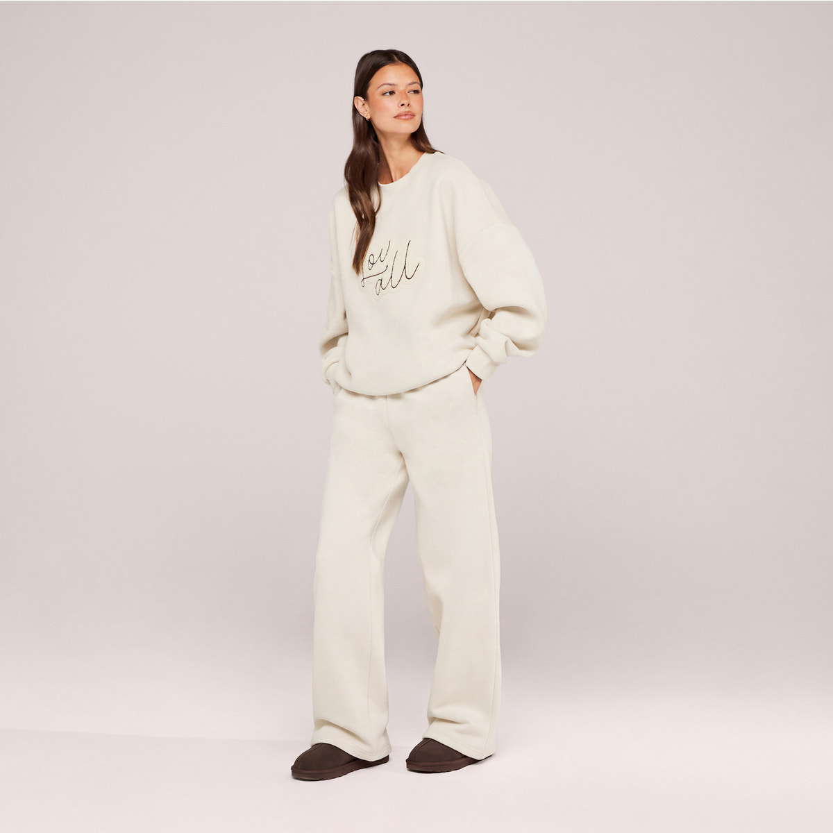Heavyweight Oversized Sweatshirt Script - Ecru