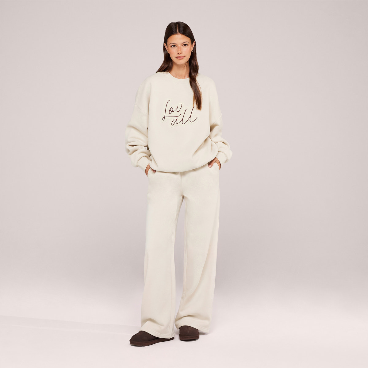 Heavyweight Oversized Sweatshirt Script - Ecru
