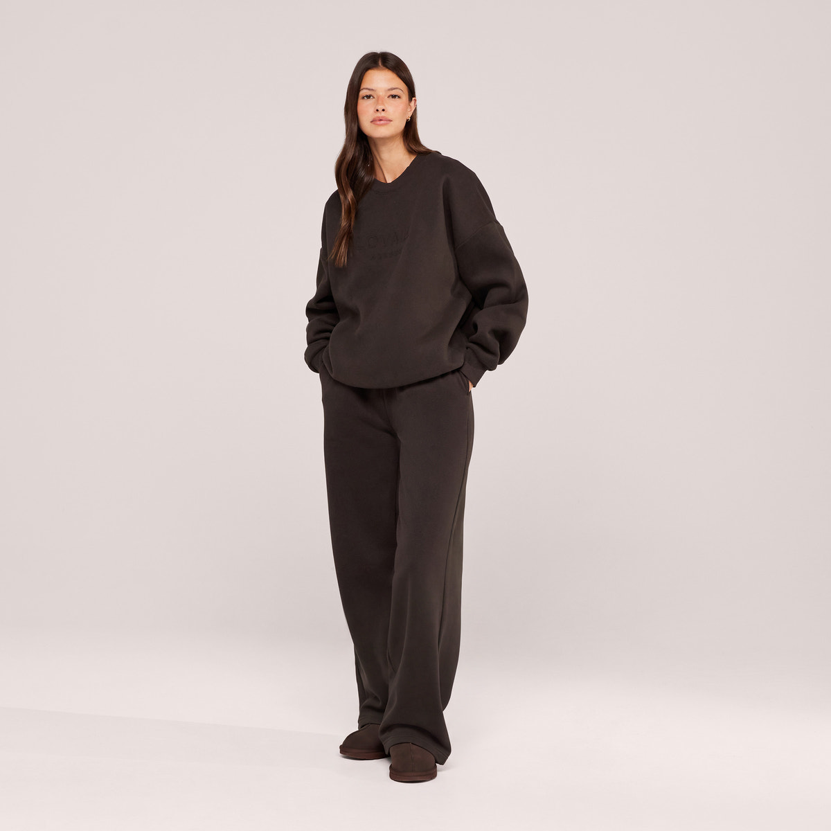Heavyweight Oversized Sweatshirt Embossed - Black Coffee