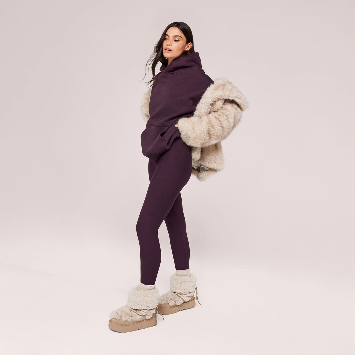 Winter Everyday High Waisted Leggings - Wine